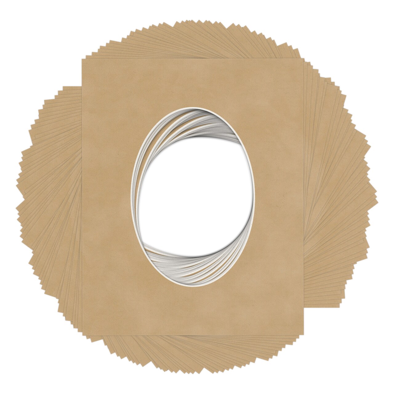 Beige Suede Mat Board for 8x10 Frames - Oval Opening for 5x7 Photos